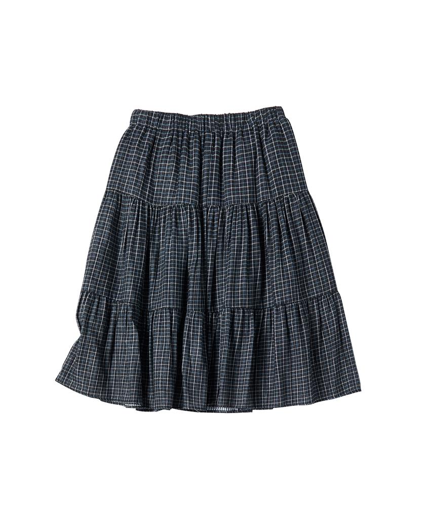 Comoni Nose W Checker Midi Skirt [Black]