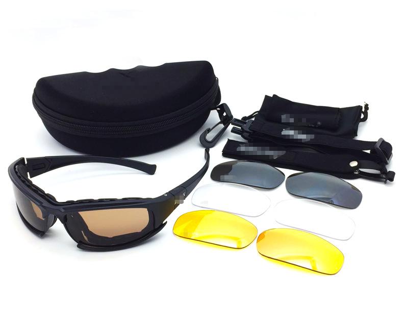 Polarized Tactical Sunglasses Set with Night Vision Goggles (7-Piece) for Shooting and CS Field Use