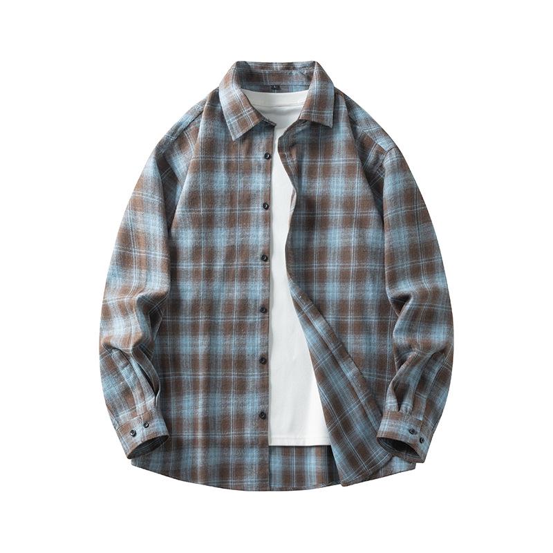 Men's Retro Plaid Long Sleeve Shirt - Casual Fashion Jacket for Autumn and Spring