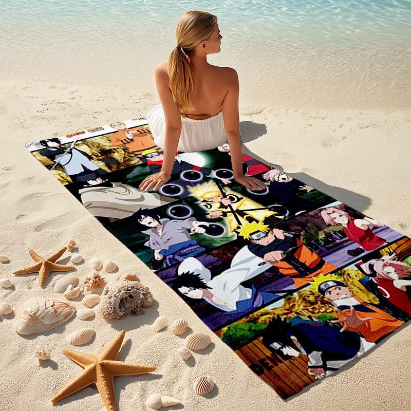 Japanese Anime Cartoon NARUTO Famous Uzumaki Naruto  Beach Towel Outdoor Camping Beach Towel for Vacation Swim Outdoor Pool Absorbent Bath Towel Y14
