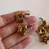 Classic Gold Chunky Flower Heart Star Hoop Earrings For Women Men Punk Hip Hop Gold Color Female Earring Statement Y2K Jewelry