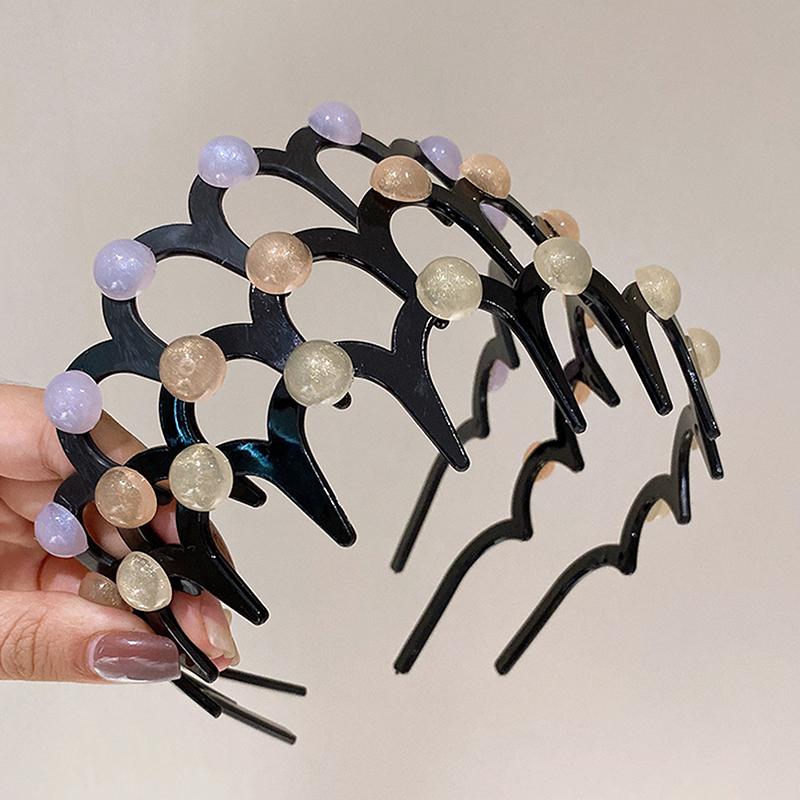 Perlové vlnité čelenky pro ženy, jednobarevné, ozubené, protiskluzové, do vlasů, dívčí mycí čelenky, sportovní vlasové doplňky