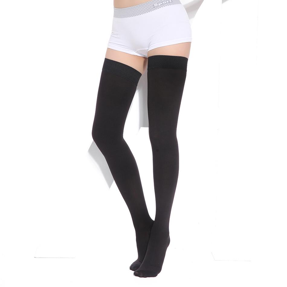 

Компрессионные чулки до бедра с высокой эластичностью, формирующие ноги, с противоскользящим силиконом, уровень компрессии 2 для здоровья и спорта XXL