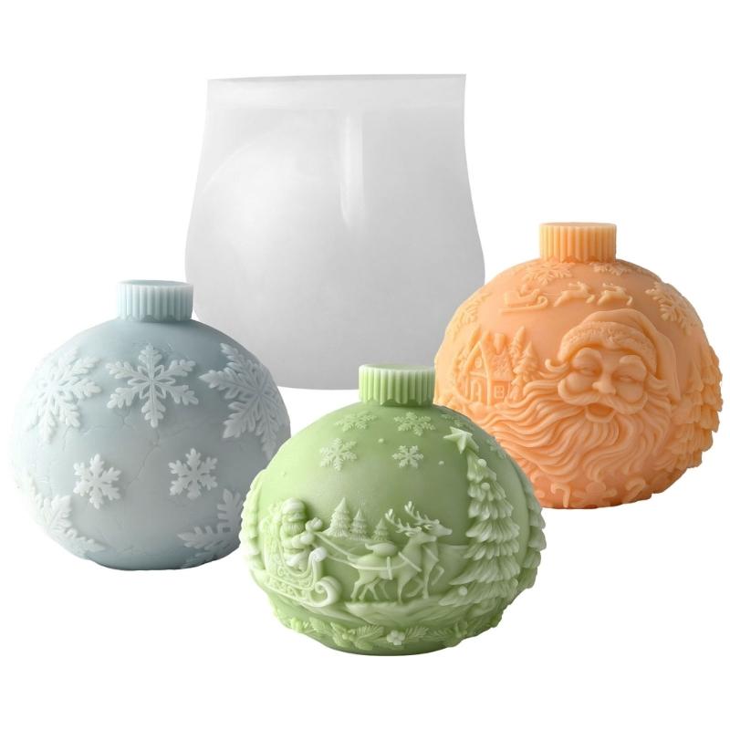 Christmas Crystal Ball Shape Silicone Candle Molds For Resin Casting Making Candle Soap Home Decoration Holiday Present