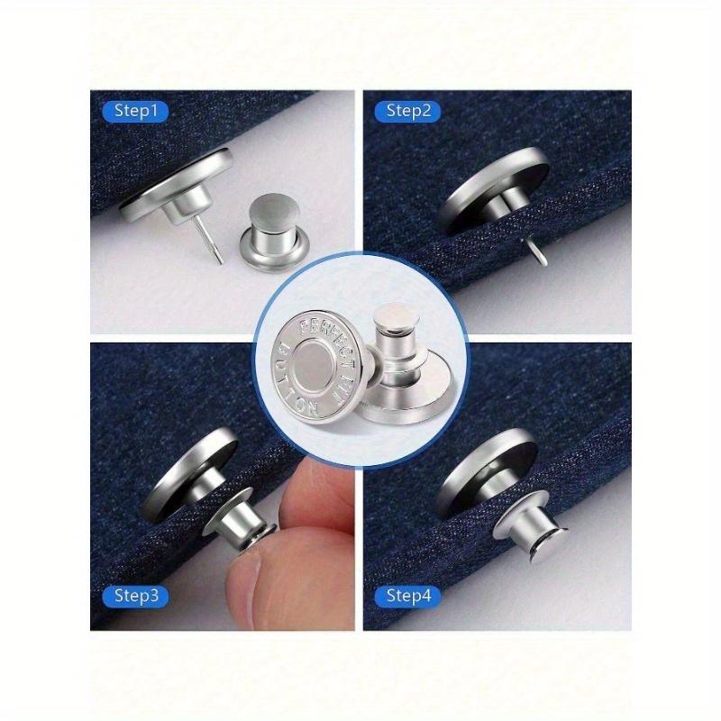 12Pcs/ Set Button Pins For Loose Jeans Pants, For Jean Button Tightener Replacement Adjustable Reusable Metal Clips Reduce Too Big Pants Waist