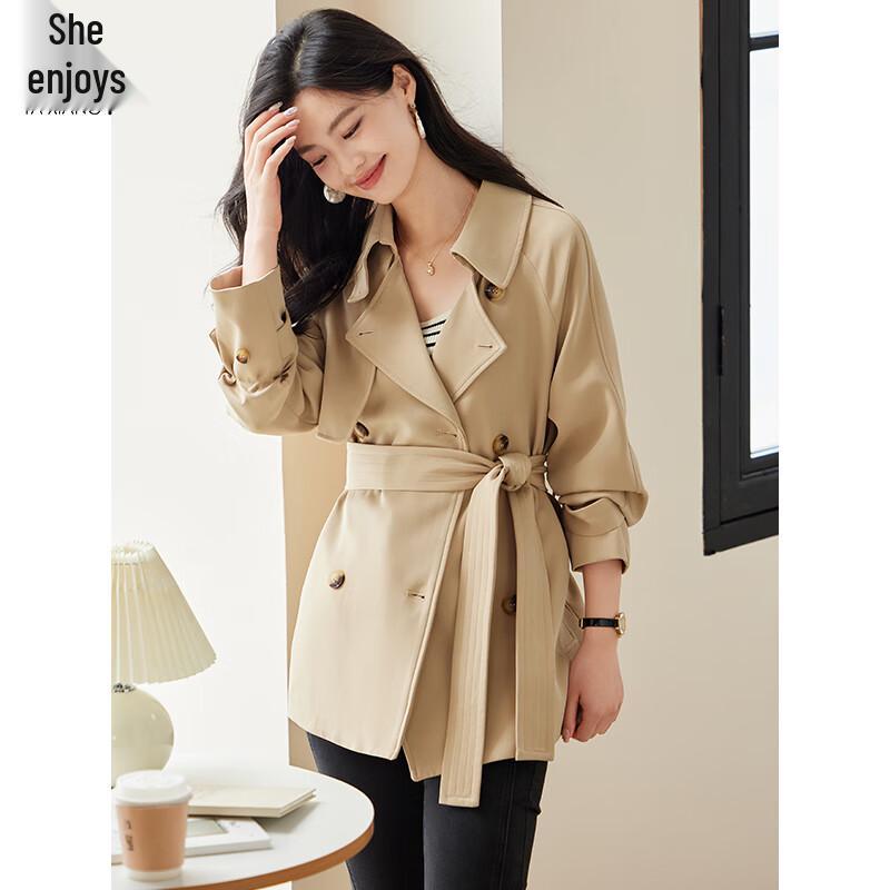 Women's Short Double-breasted Trench Coat