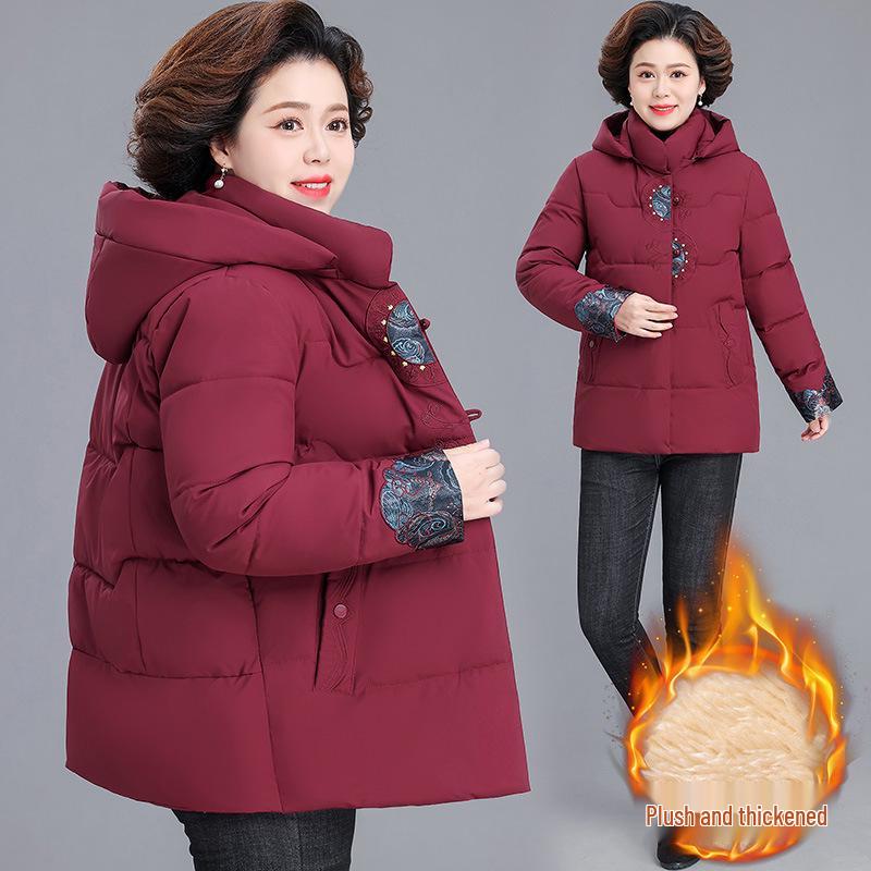 

Mom s 2025 Cotton Jacket: Stylish, Warm Winter Outerwear for Middle-Aged and Elderly Women, Fleece-Lined and Thickened. 3XL (120-135 catties)