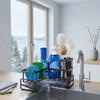 Carbon Steel Kitchen Sink Rack with Separate Storage Sections, a Water-Catching Bottom Tray and Freestanding Placement for Cleaning Supplies