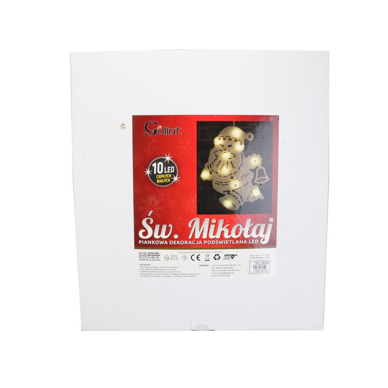 Illuminated Foam Santa Claus Figurine with 10 LEDs, White, Battery Operated
