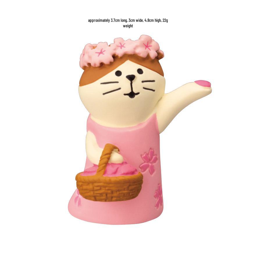 ZAKKA Japanese Cat Resin Figurine - Flower Viewing Festival DIY Trendy Blind Box Toy, Decoration, Gift & Ornament