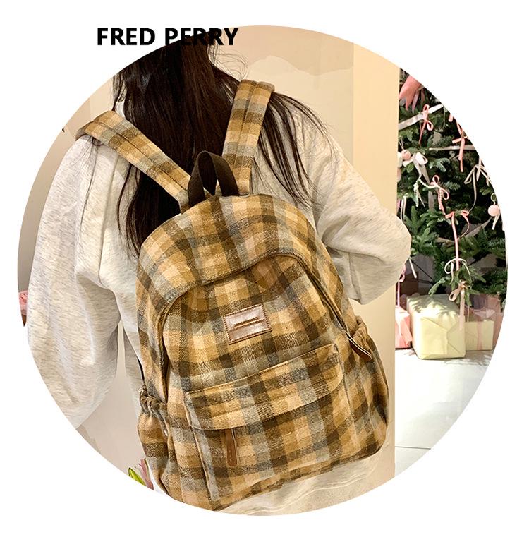 Autumn/Winter 2025 Dachshund Plaid Backpack for Middle & High School & College Students