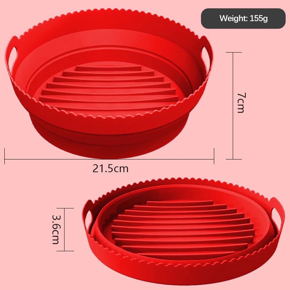 Round Reusable Foldable Bpa Free Airfryer Baking Molds NEW Air Fryer Silicone Pot Basket Plate Cooking Air Fryer Accessories