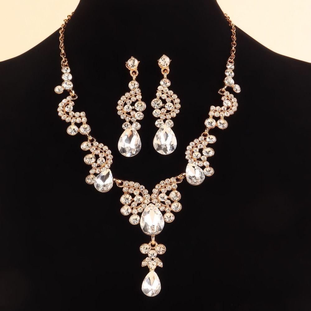 Shiny Rhinestone Jewelry Set Luxury Women's Jewelry Set Outfit Accessory