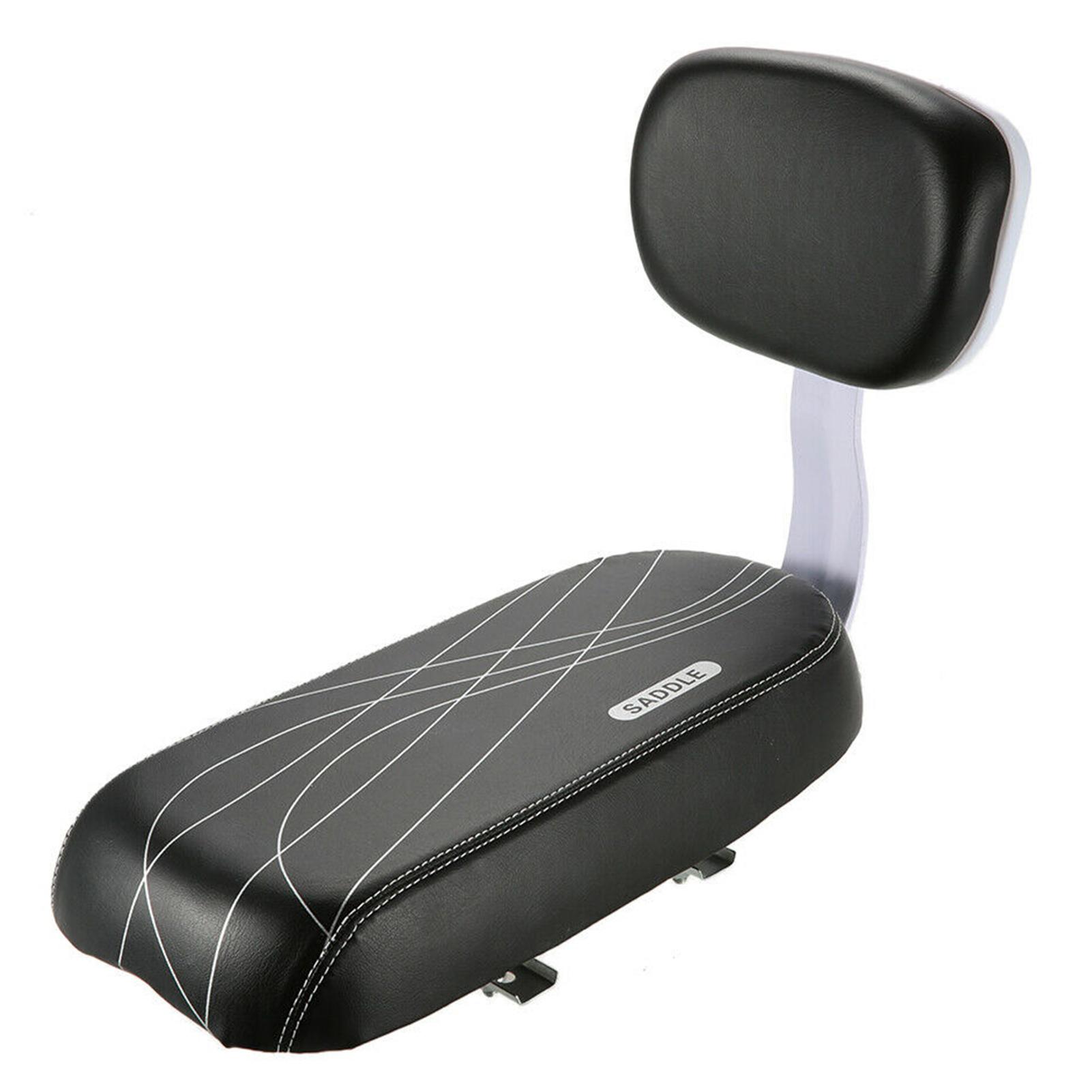 

Заднее сиденье для велосипеда, мягкая подушка из искусственной кожи, задняя стойка со спинкой чёрный