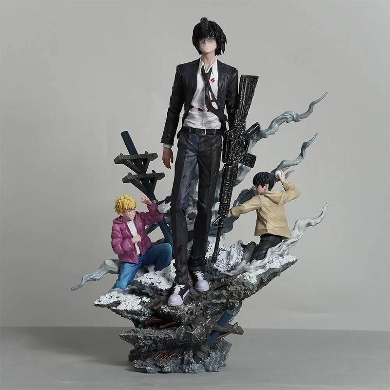 Anime Chainsaw Man Aki Hayakawa Teufelsensäge-Mann Teufelsgewehr-Form Figur Sammlerstück PVC Modell Statue Schreibtischverzierung Geschenk für Erwachsene Anime-Fans