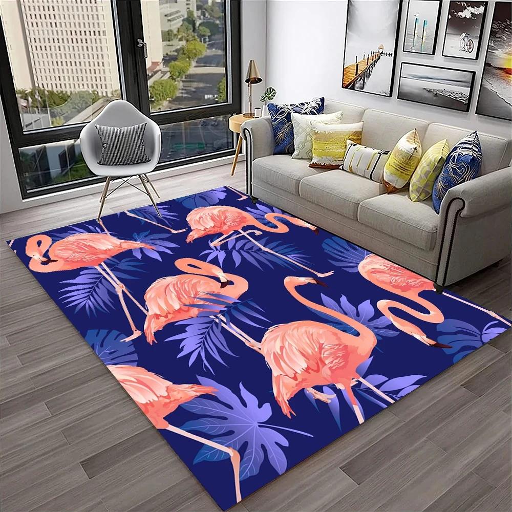 Flamingo Flower Tropical Leaves Pattern Carpet Floor Mat Non-slip Floor Mat Rug for Home Living Room Bedroom Sofa Doormat Decor