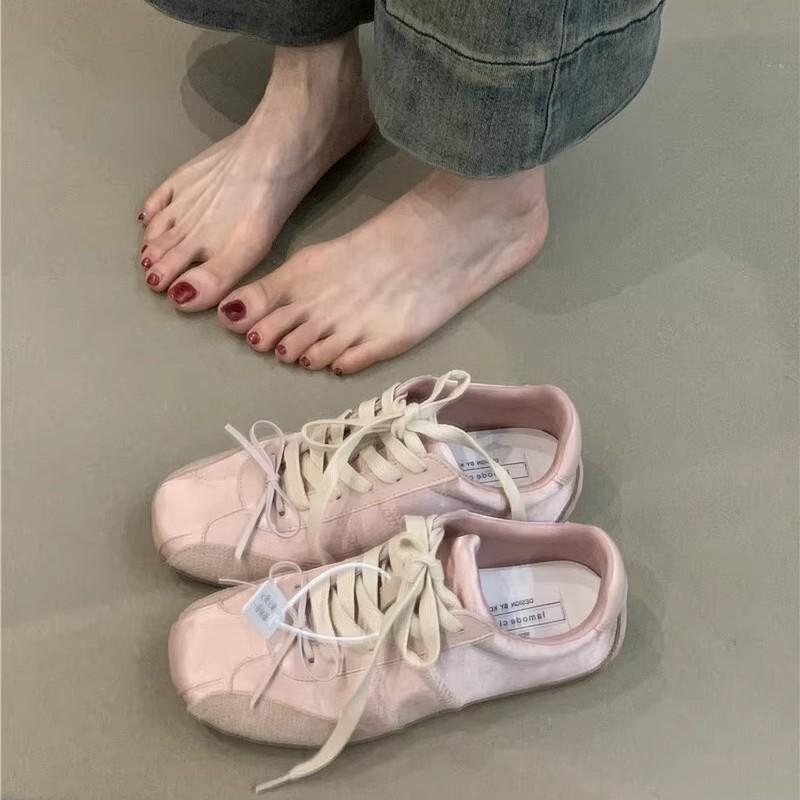 Sheepskin version~ Dexun shoes women's 2025 spring new lace-up ballet casual sports shoes versatile Forrest Gump shoes