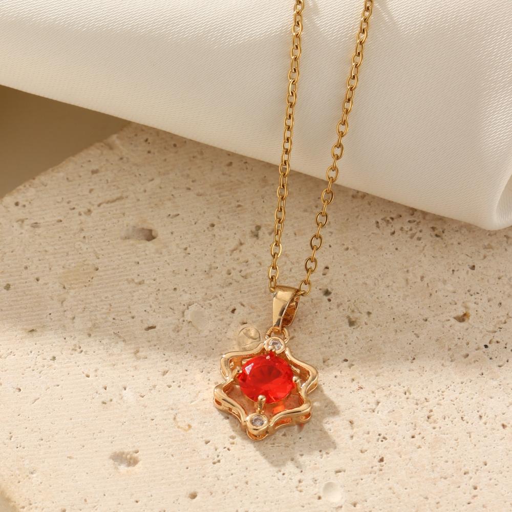 Fashion 12 Constellations Zirconia Pendant Necklaces for Women Sparkling Golden Stainless Steel Necklace Jewelry