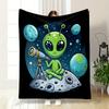 Alien Stargazing on the Moon print blanket soft and cozy perfect for the living room bed sofa or a nap,gift