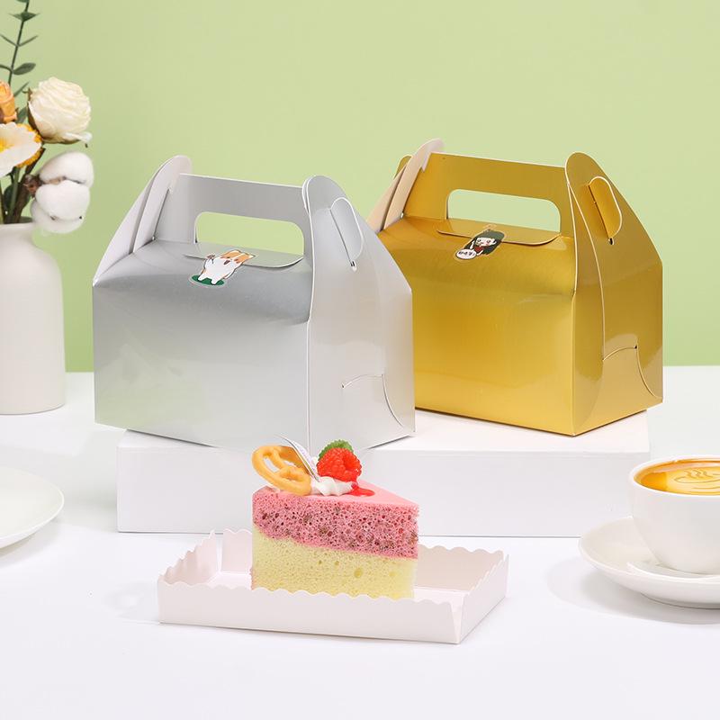 Handheld Kraft Paper Pastry Box for Desserts and Afternoon Tea