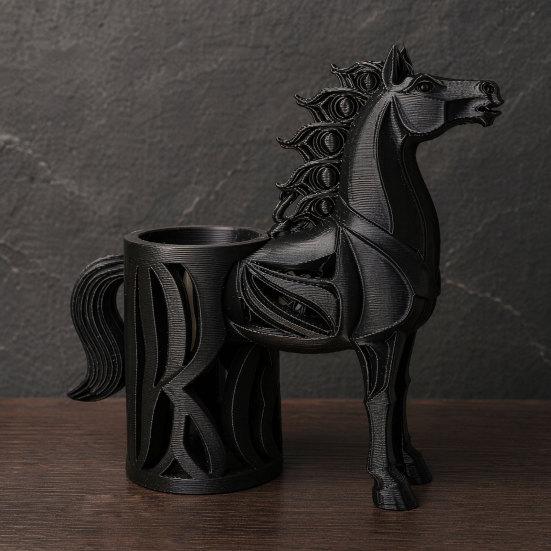 Horse-Shaped Pen Holder, 3D Printed Pencil Cup, Multi-functional Desktop Organizer for Home Office Supplies