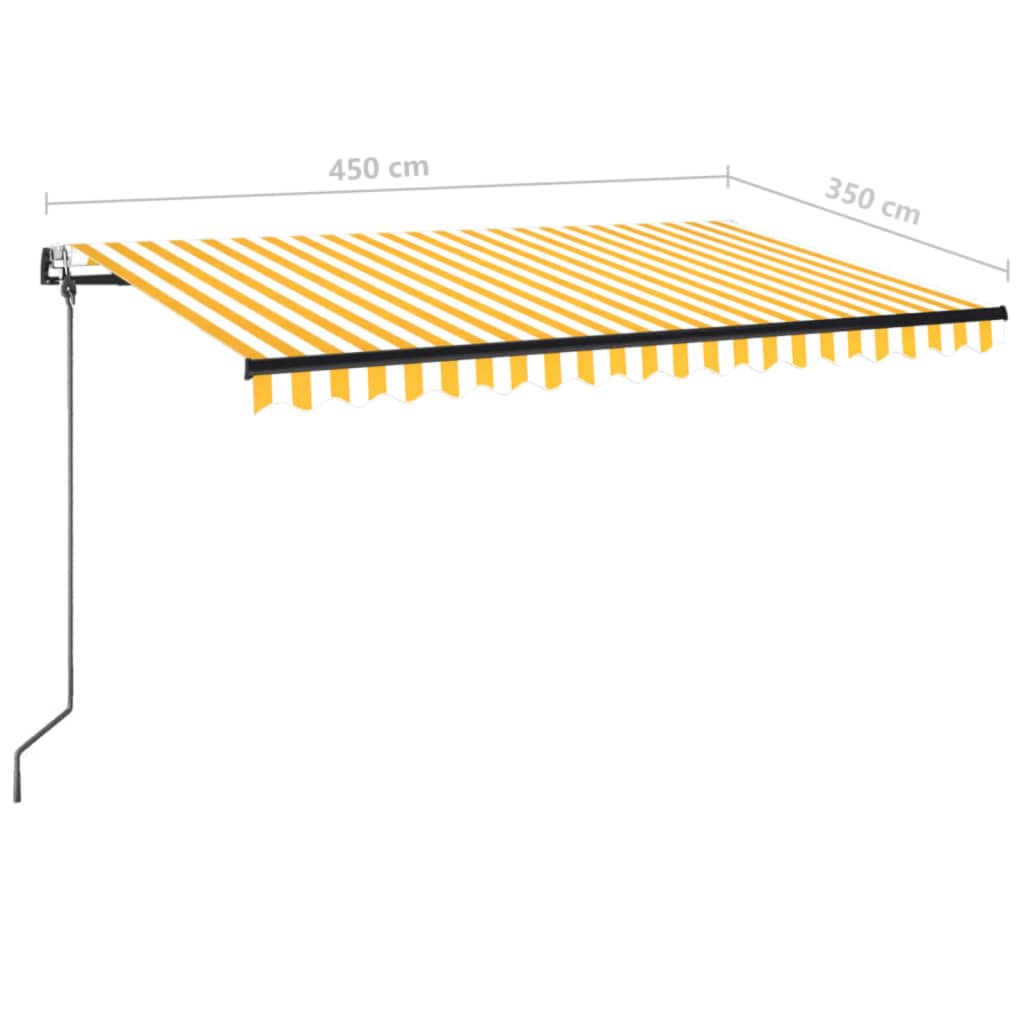 Automatic Awning with LED Lights and Wind Sensor 450 X 350 Cm Yellow White