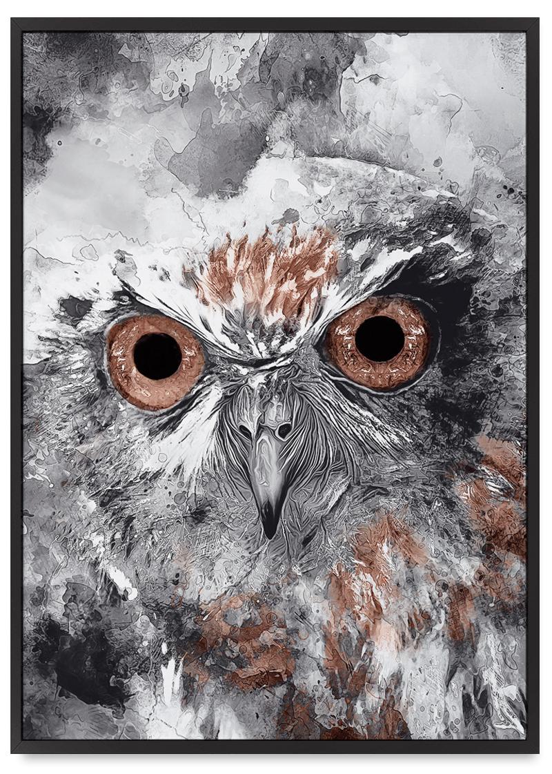 

Постер сова абстракція в чорній рамі 21x30 cm