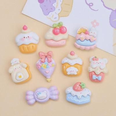 Bunny Dessert House Resin Accessories: Cartoon Cream Glue, Creative Shoe Buckle Material for DIY Jewelry and Hairpin Crafting.