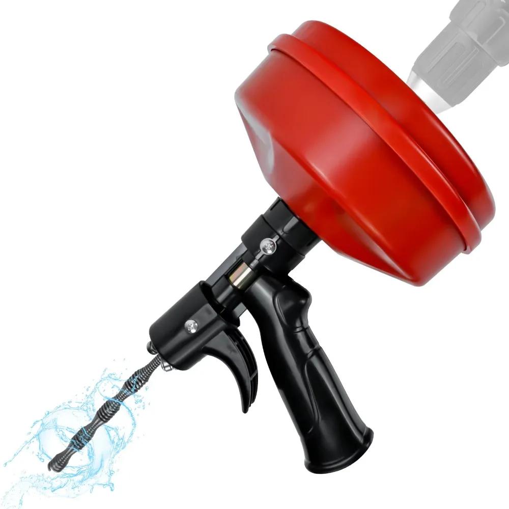 Sewer Drilling Machine Professional Drain Snake Auger Flexible Plumbing Manual/Electric Drain Clog Remover 5-10m Double Mode