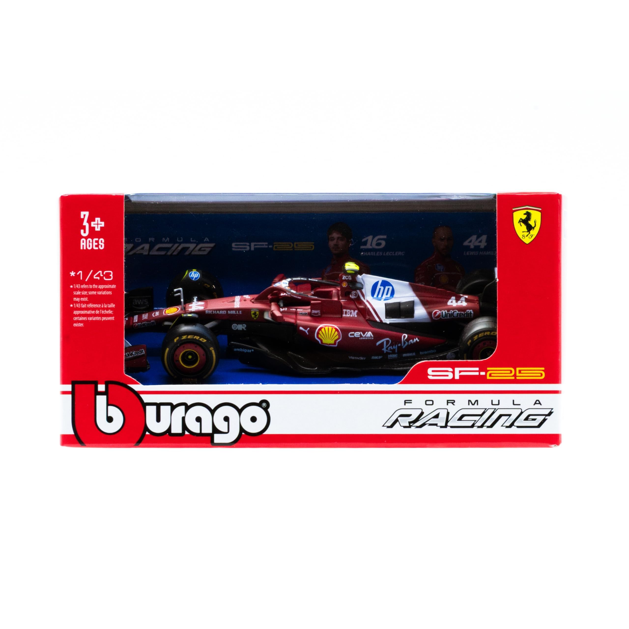 

Bburago 1/43 F1 Scuderia Ferrari #44 Lewis Hamilton 2025 Seasonal Race Car Diecast Miniature Finished Product 18-36853