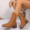 Fashion Spring and Autumn Thin Boots Platform Square Toe Double Zip Block Heel Platform Versatile Vintage Booties