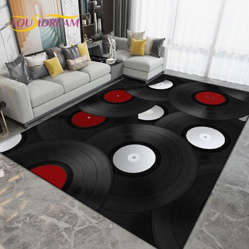 Classical Music Vintage Vinyl Record Area Rug Large,Carpet Rug for Living Room Bedroom Sofa,Kitchen Bathroom Non-slip Floor Mats