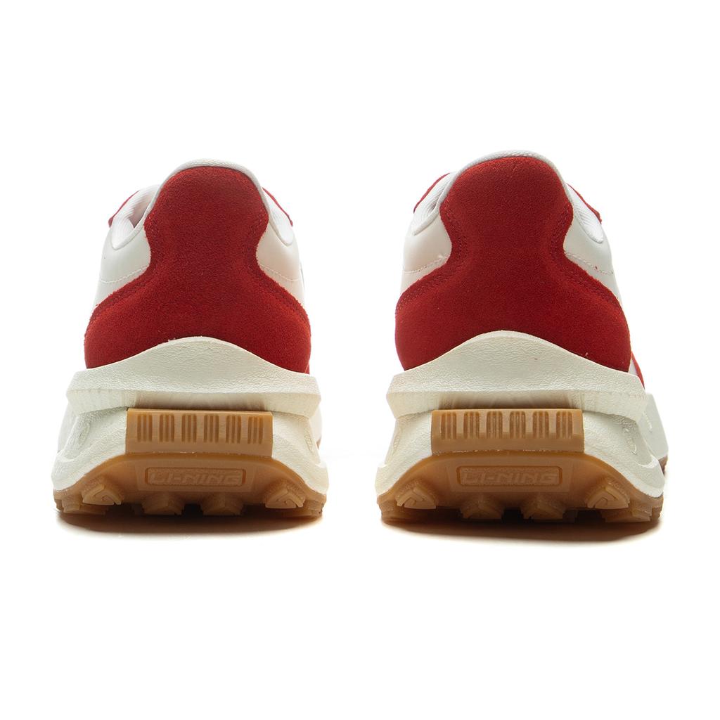 Li Ning Light Boat Reflective Trendy Sports Non-Slip Wear-Resistant Mid-Top Casual Shoes Unisex Casual Shoes Beige Red AZGV073-4