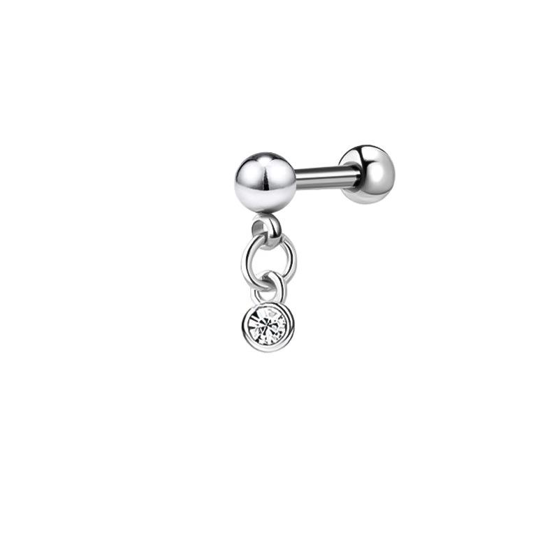 Edelstahl Zirkonia Hantel Knorpelohrringe mit Teufelsteckern, Auf Lager