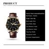 POEDAGAR Casual High Quality Men Watch Waterproof Luminous Leather Original Wristwatch Quartz Business Watches for Men Reloj