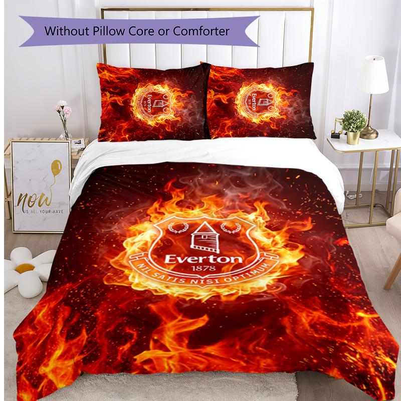 Set Lenzuola Everton Football Stampato 3 Pezzi, Comodo Set Copripiumino per Camera da Letto Amico della Pelle