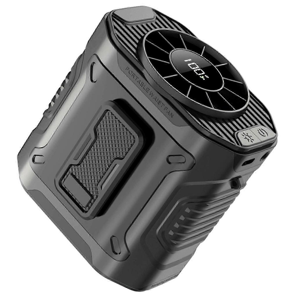 Tragbarer Hüftventilator mit 100 Leistungsstufen, leistungsstarker, wiederaufladbarer Nackenventilator mit Clip-Befestigung, ideal für Baustelle, Outdoor-Aktivitäten, Landwirtschaft, Angeln und Camping.