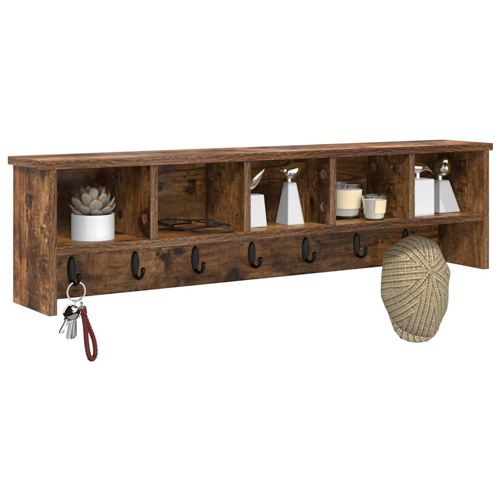 Wall Mounted Nightstand Smoked Oak 100 x 16 x 26 cm
