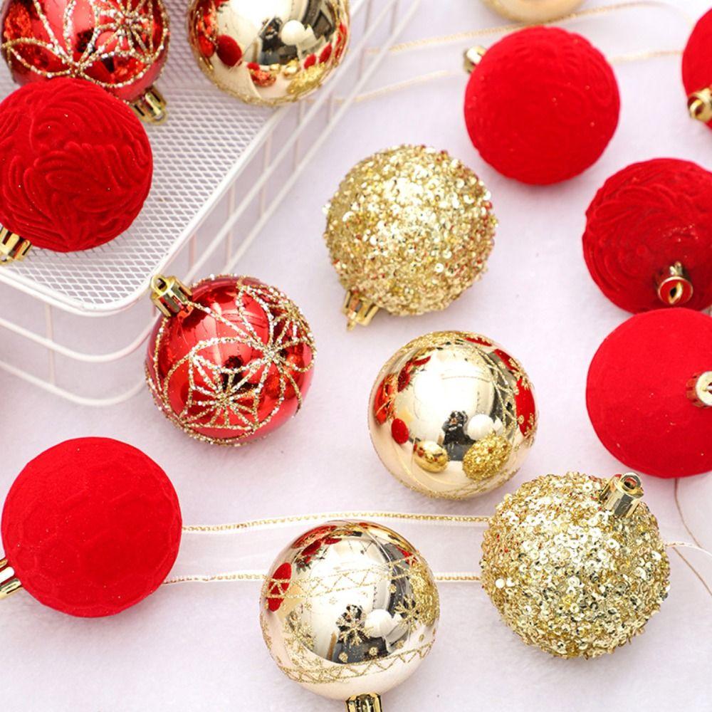 25pcs Plastic Christmas Hanging Balls Flocking Xmas Tree Ornaments  Holiday Festival Decor