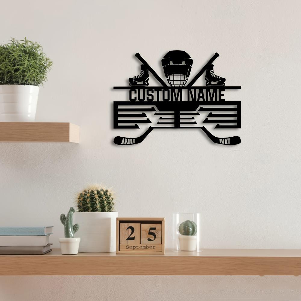 Unique Handmade Metal Hockey Medal Rack 12 Bars Custom Name Home Sports Award Display