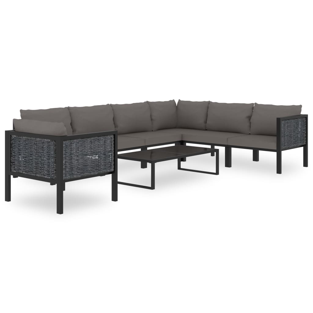 Corner Sofa Unit with Right Armrest Poly Rattan Anthracite