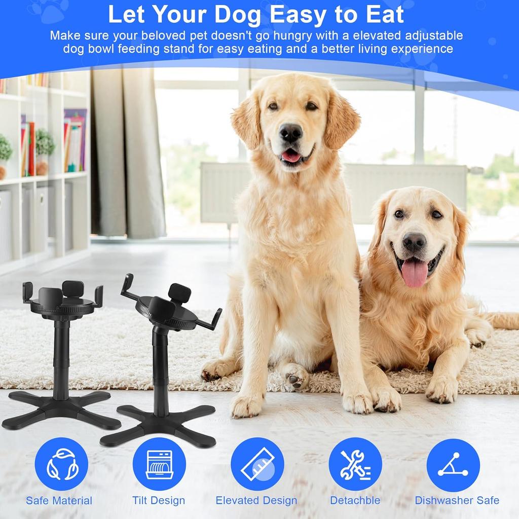 Dog Bowls Elevated Adjustable Stand, Raised Bowl with 3 Heights & Tilted Feeding Stand, Compatible with Various Bowls, for Medium & Large Breeds (1