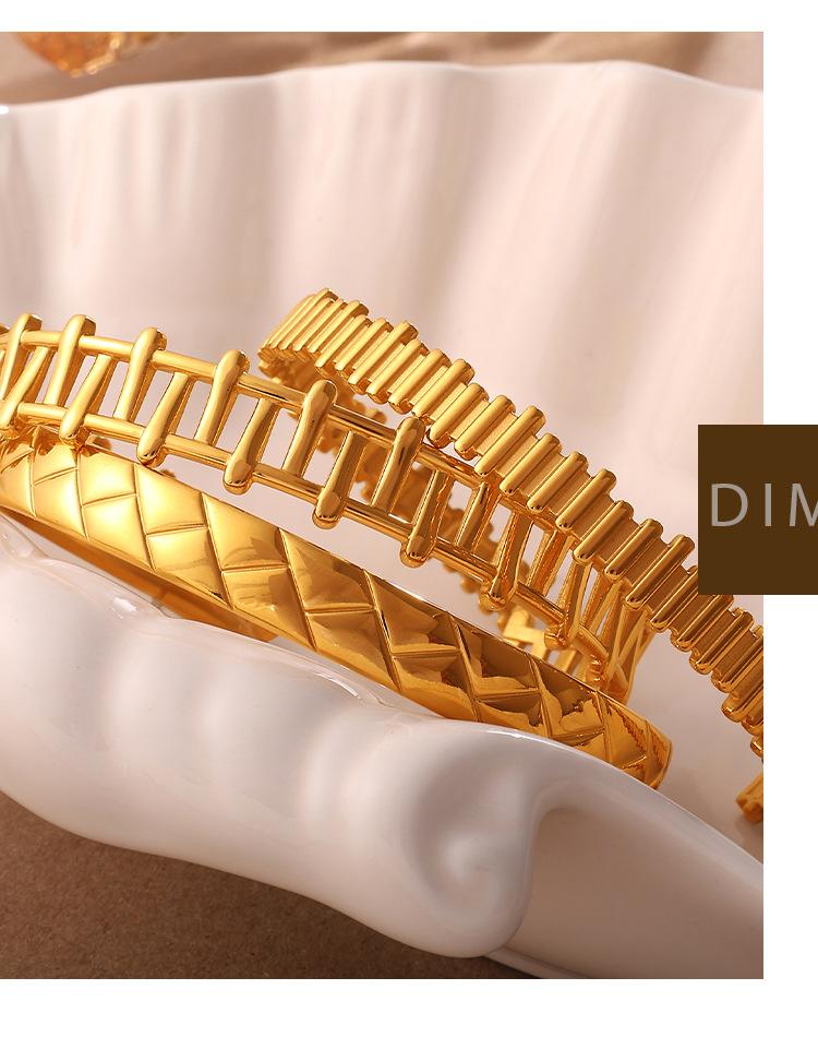 CELES Fashionable Multi Style Gold Bracelet with Woven Texture and Diamond Inlaid Opening Adjustable Bracelet