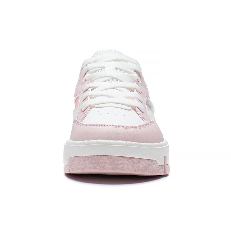 Li Ning Ace Non-Slip Wear-Resistant Low-Top Skate Shoes Women Sneakers White Pink AGCS032-2