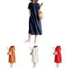 Luxurious Cotton Loose And Thin Dress For Women With Short Sleeves And Round Neck