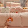 Thickened Milk Fleece Bed Four-Piece Set Warm Children'S Bedding Teddy Coral Fleece Quilt Cover Bed Sheet Three-Piece Set