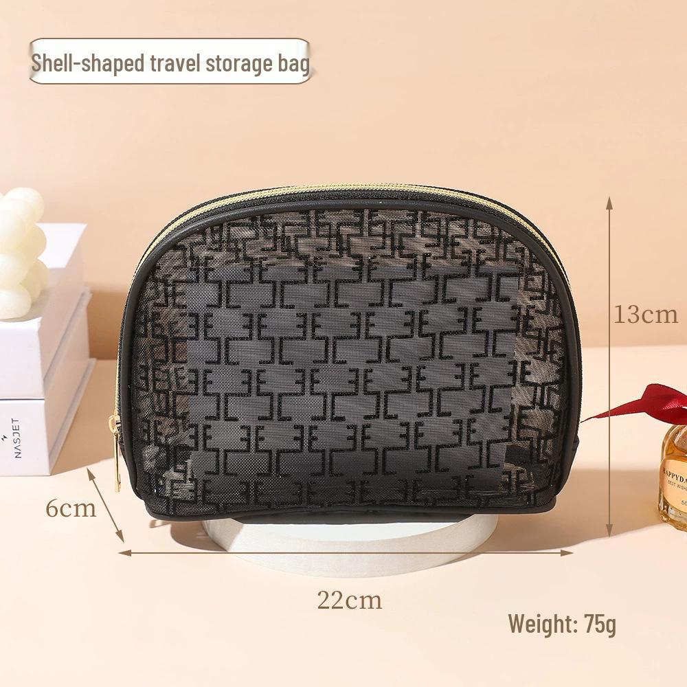Damen High-End Schwarze Mesh-Make-up-Tasche - Große Kapazität, Wasserdicht, Tragbare Waschtasche