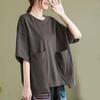 T-shirt Women Cotton Summer Casual Large Size Loose Round Neck Pullover Short-sleeved Tops
