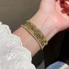 Geometric Zircon Round Multilayer Open Cuff Bracelet For Fashion Women