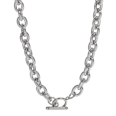 [ZIYMU] Necklace, Curb Chain, Extra Thick Stainless Steel, OT Buckle, Men's & Women's, 10mm Width, 50cm Length, Silver N01-1050